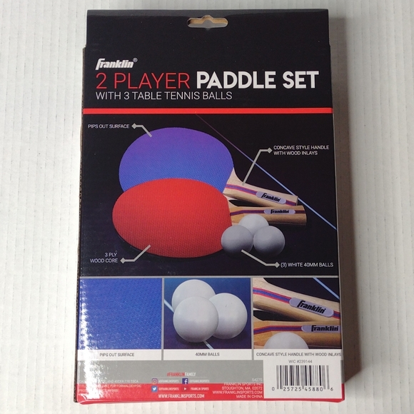 Franklin Sports 2 Player Table Tennis Paddle Set (2) Paddles & (3) 40mm Balls - Picture 3 of 4